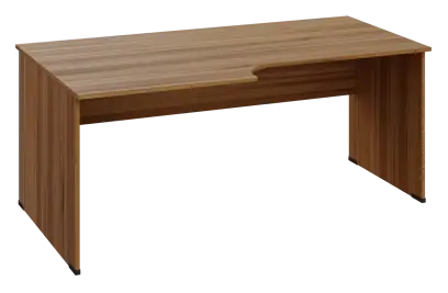 ERL 28 - 188 stůl kancelářský, rohový, levý, dřevěná podnož, deska 25 mm, široký 1800 mm, ořech světlý